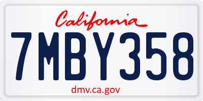 CA license plate 7MBY358