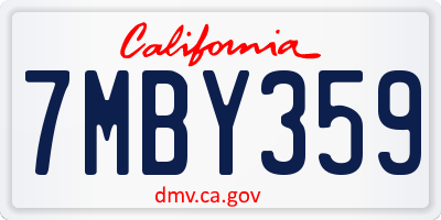 CA license plate 7MBY359