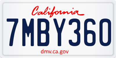CA license plate 7MBY360