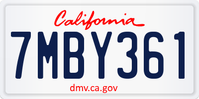 CA license plate 7MBY361