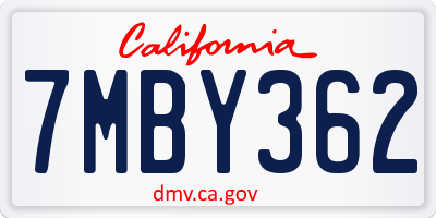 CA license plate 7MBY362