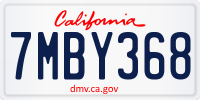 CA license plate 7MBY368