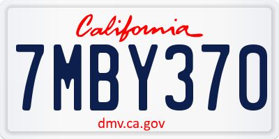 CA license plate 7MBY370
