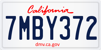 CA license plate 7MBY372