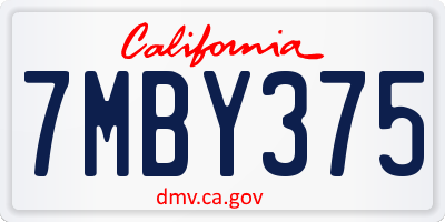 CA license plate 7MBY375