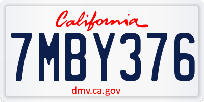 CA license plate 7MBY376