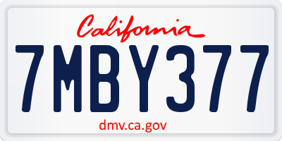 CA license plate 7MBY377