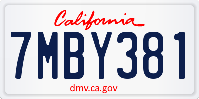 CA license plate 7MBY381