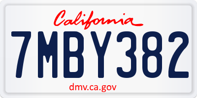 CA license plate 7MBY382