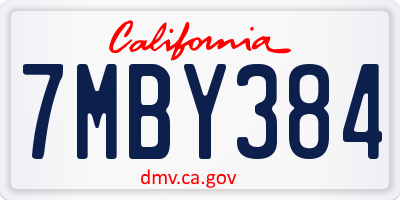 CA license plate 7MBY384