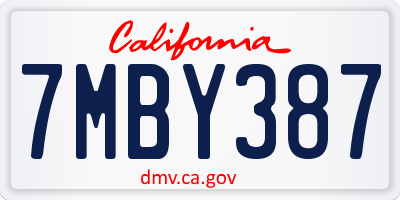 CA license plate 7MBY387
