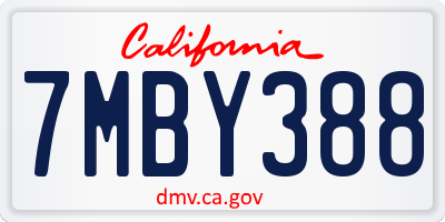 CA license plate 7MBY388