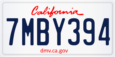 CA license plate 7MBY394