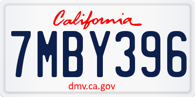 CA license plate 7MBY396