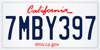CA license plate 7MBY397