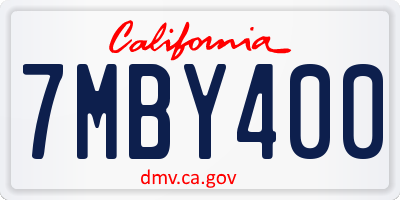 CA license plate 7MBY400