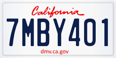 CA license plate 7MBY401