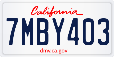 CA license plate 7MBY403