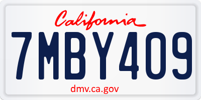 CA license plate 7MBY409
