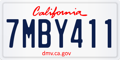 CA license plate 7MBY411