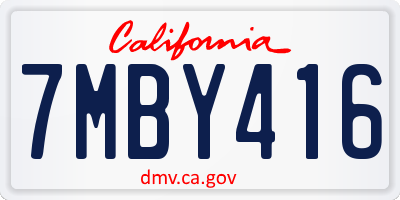 CA license plate 7MBY416