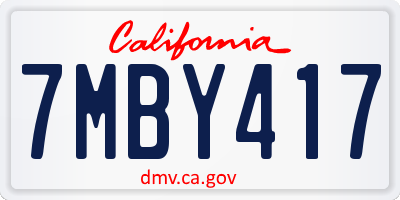 CA license plate 7MBY417