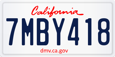 CA license plate 7MBY418