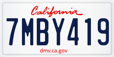 CA license plate 7MBY419