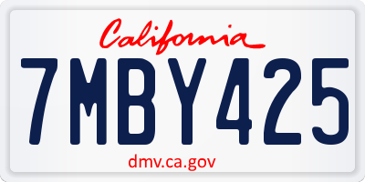 CA license plate 7MBY425
