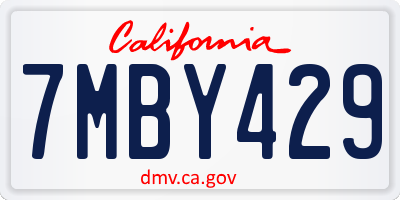 CA license plate 7MBY429