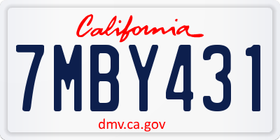 CA license plate 7MBY431