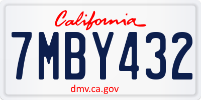 CA license plate 7MBY432