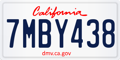 CA license plate 7MBY438