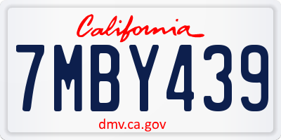 CA license plate 7MBY439