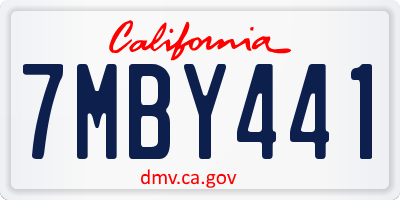 CA license plate 7MBY441