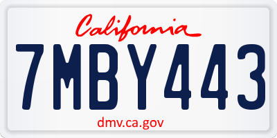 CA license plate 7MBY443