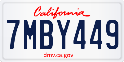 CA license plate 7MBY449