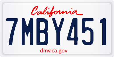 CA license plate 7MBY451