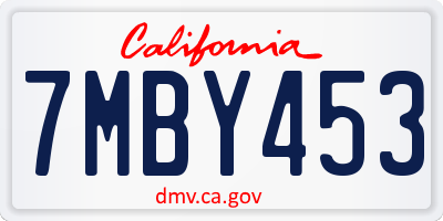 CA license plate 7MBY453