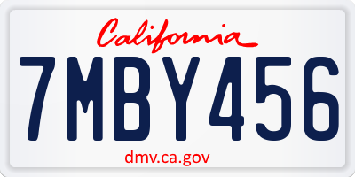 CA license plate 7MBY456