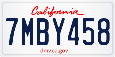 CA license plate 7MBY458