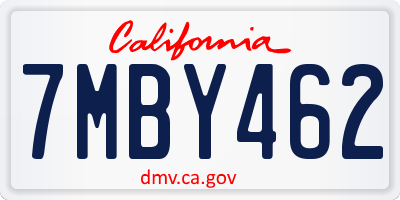 CA license plate 7MBY462