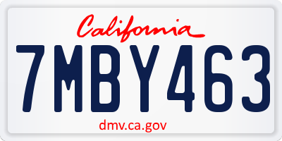 CA license plate 7MBY463