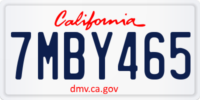CA license plate 7MBY465