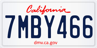 CA license plate 7MBY466