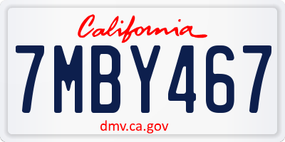 CA license plate 7MBY467