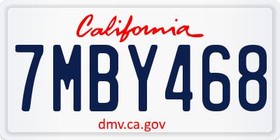 CA license plate 7MBY468