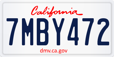 CA license plate 7MBY472