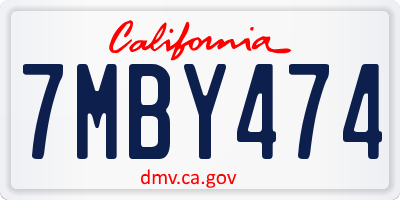 CA license plate 7MBY474