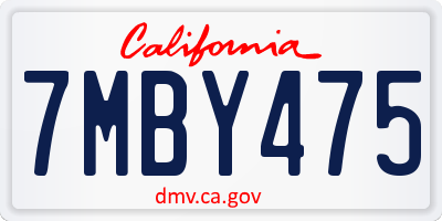 CA license plate 7MBY475